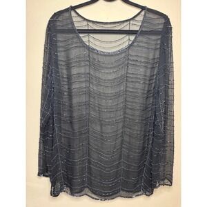 VTG Hand Beaded Silk Sheer Tunic Medium Spiderweb Goth Halloween Spooky‎